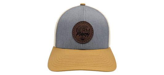 Rainier MTB - Gold / Heather Grey / Biscuit Trucker 🌤️ 5 panel + Snapback