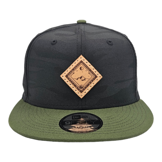 Orcas MTB - Black Camo / Olive Flatbill 💚 XL Hat + New Era + Snapback