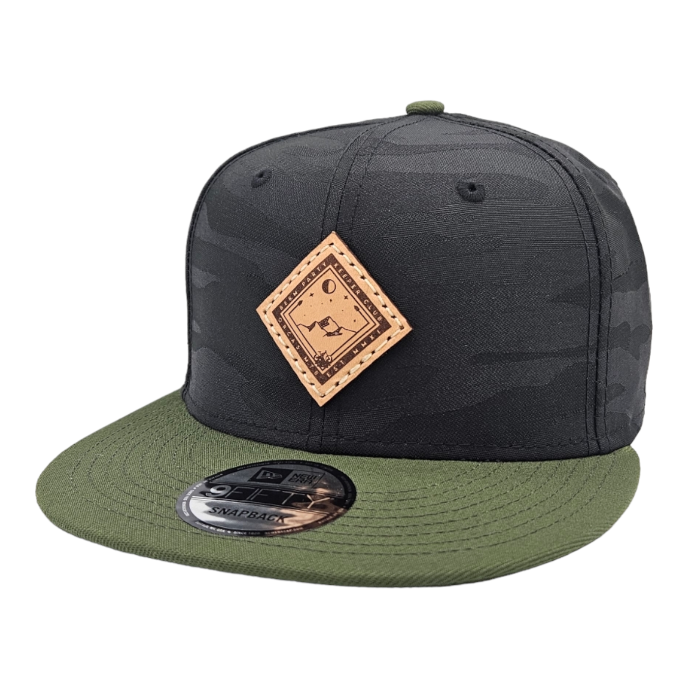 Orcas MTB - Black Camo / Olive Flatbill 💚 XL Hat + New Era + Snapback